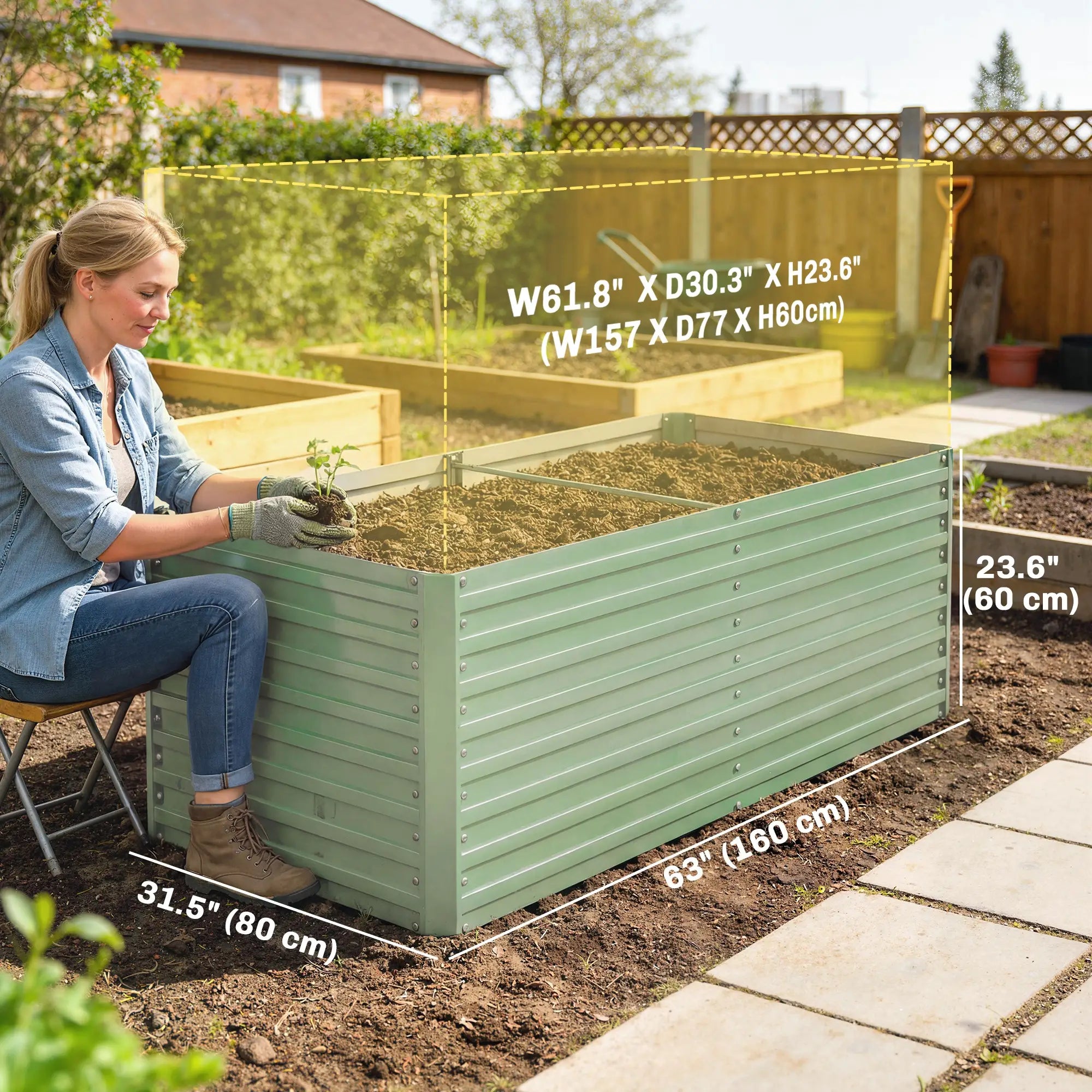 5' x 3' x 2' Raised Garden Bed, Galvanized Planter Box, Light Green Galvanized Planter Boxes at Gallery Canada
