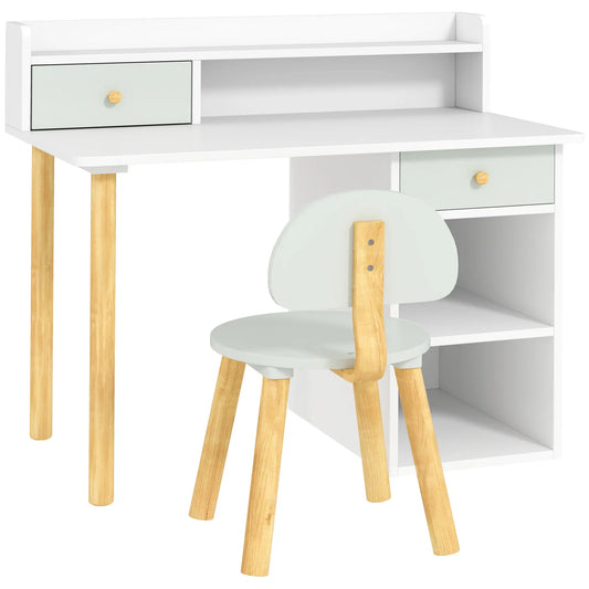 Kids Study Table and Chair Set with Storage, for 3-8 Year Old, Green Kids Desk Sets Green at Gallery Canada