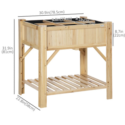 6 Pocket Raised Garden Bed, Elevated Wood Planter Box with Storage Shelf Elevated Garden Beds at Gallery Canada