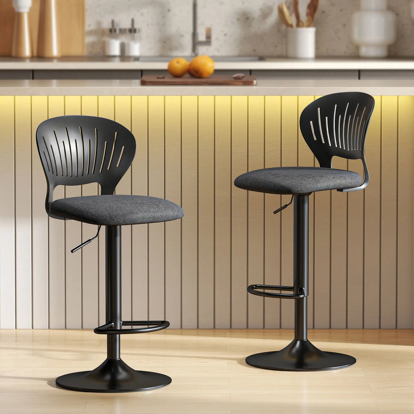 Modern Swivel Bar Stools, Set of 2, Counter Height, Black Bar Stools at Gallery Canada