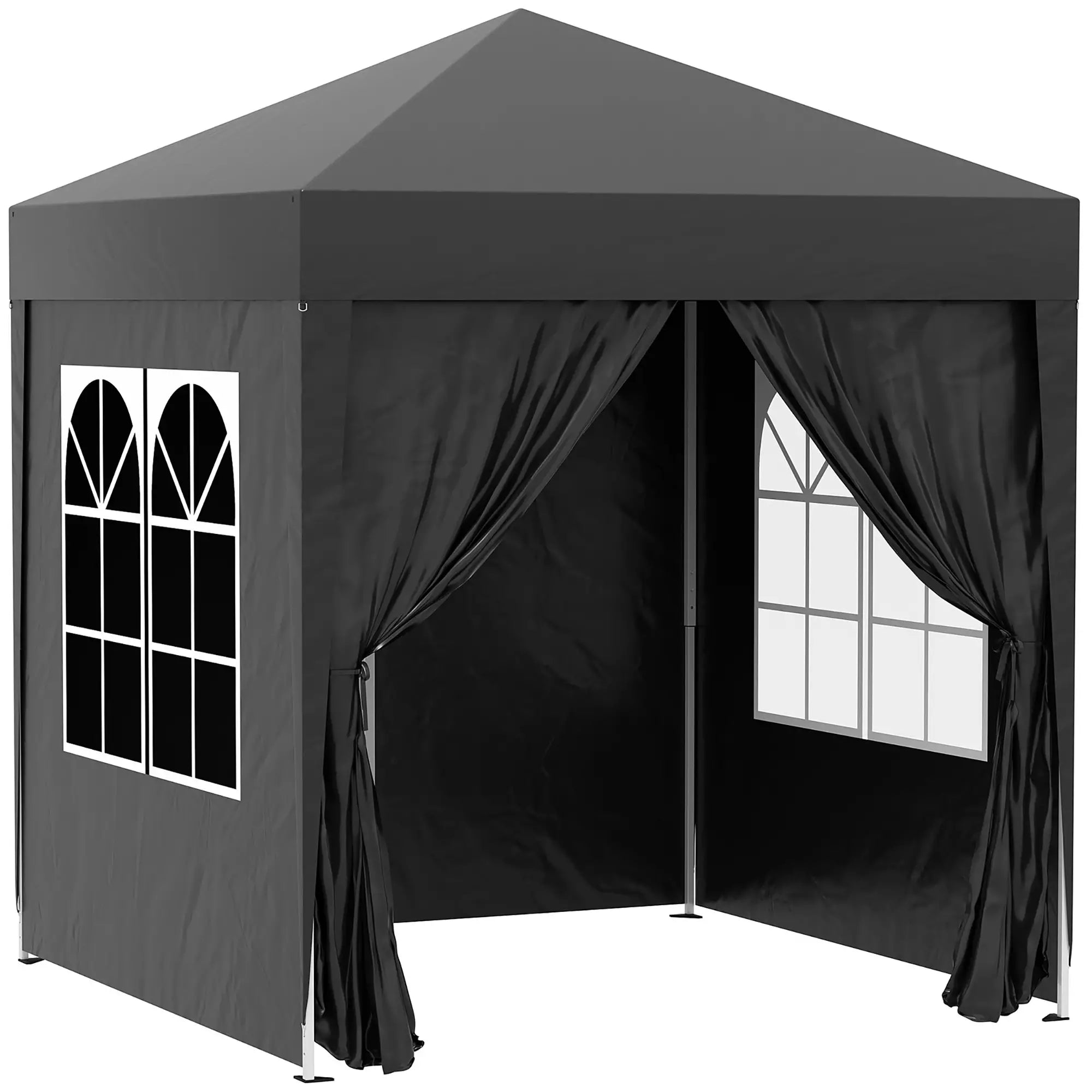 6.6'x6.6' Pop Up Canopy Tent, Instant Sun Shelter Gazebo, Black Pop Up Canopies Black at Gallery Canada
