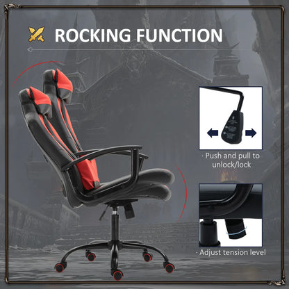 High Back Racing Style Gaming Chair, Adjustable PU Leather, Lumbar Support, Red Video Game Chairs at Gallery Canada