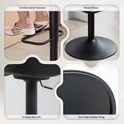 Counter Height Bar Stools Set of 2, Adjustable Swivel PU Leather Seat, Black Bar Stools at Gallery Canada