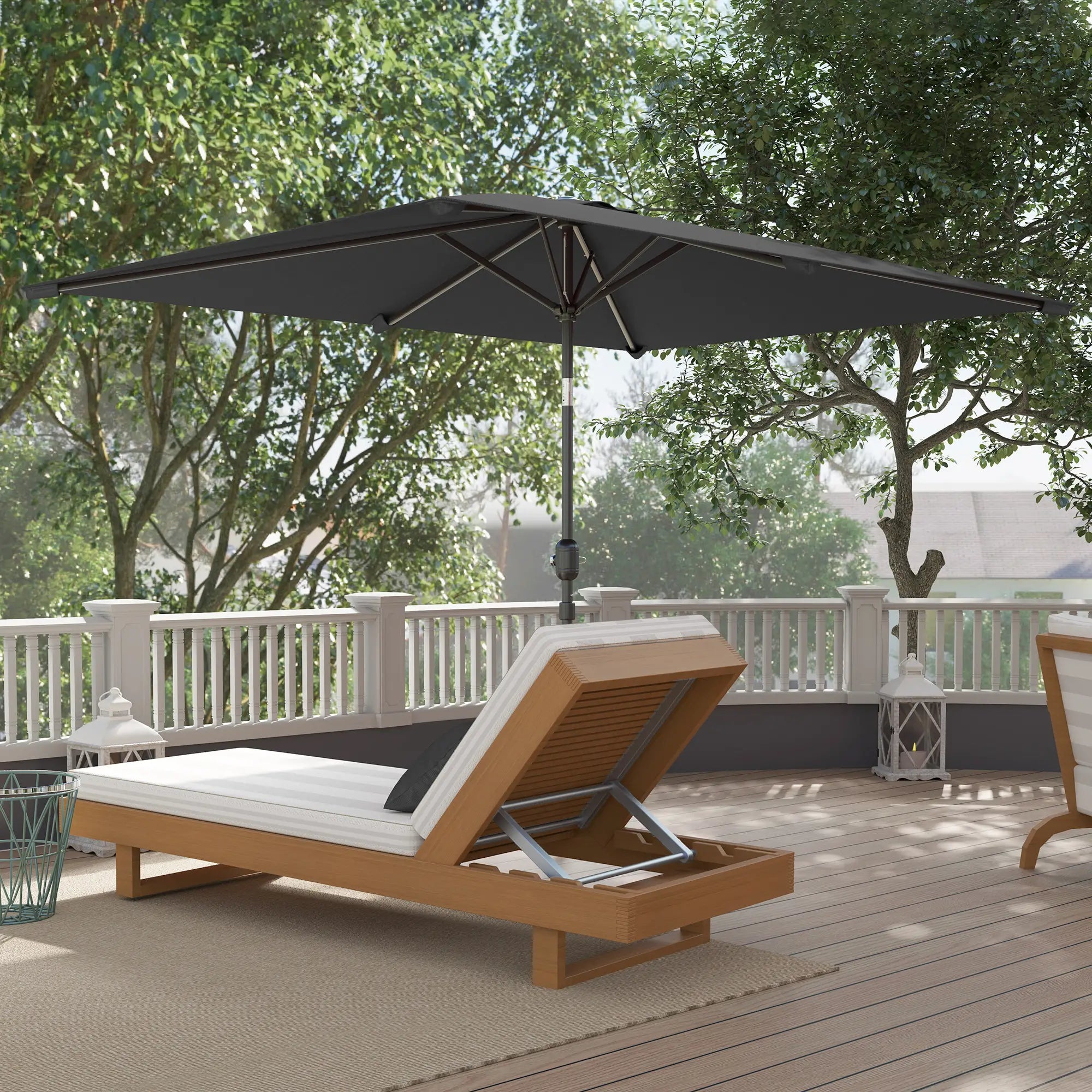 6.6x9.6ft Rectangle Aluminum Patio Umbrella, Outdoor Sunshade Canopy, Dark Grey Sun Umbrellas at Gallery Canada
