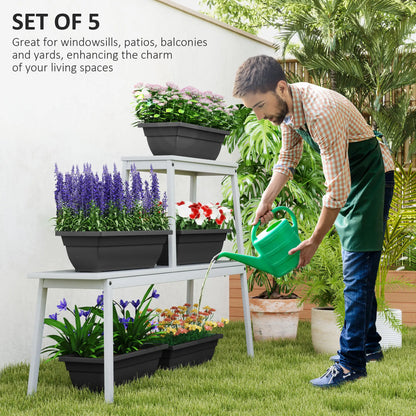 Rectangular Flower Pots, 5 Pack 23 Inches, Window Box Planters, Black Garden Accessories at Gallery Canada