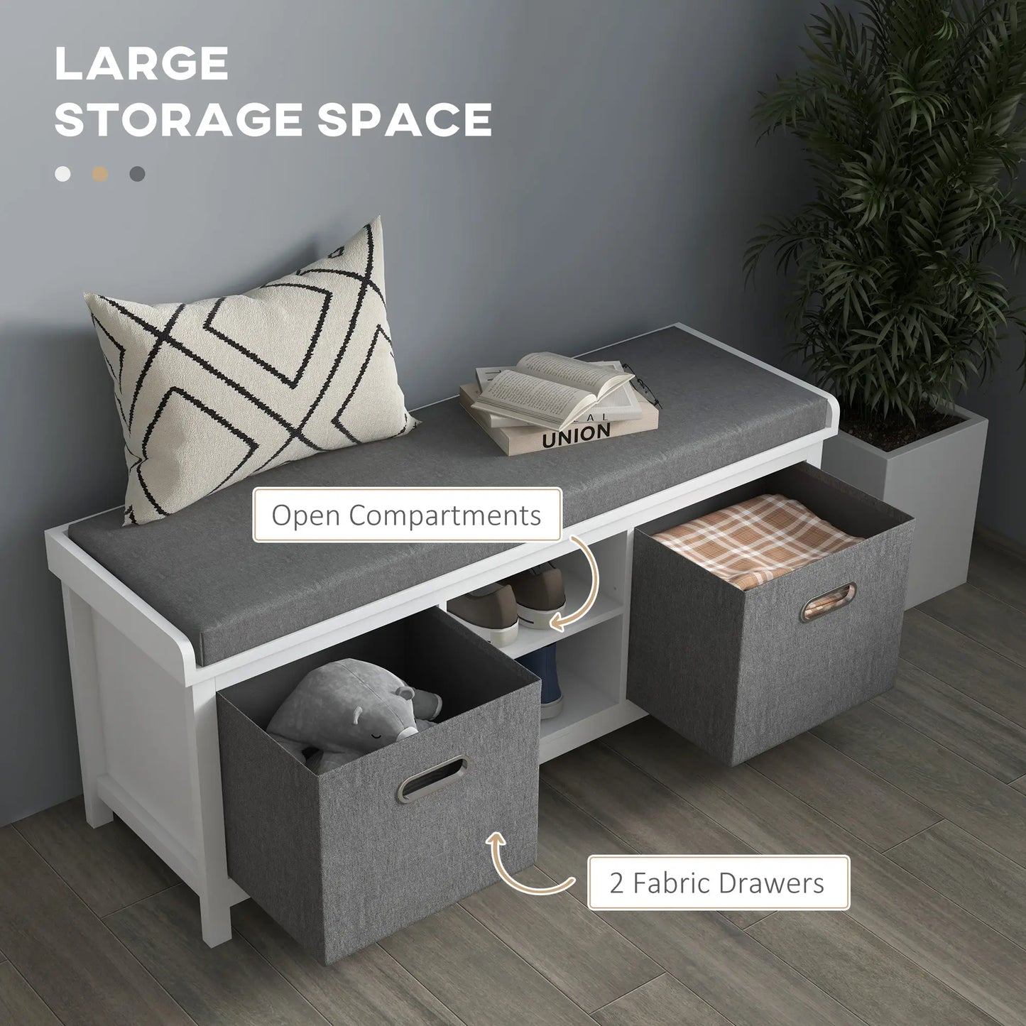 Shoe Storage Bench with Seat, 2 Drawers, Adjustable Shelf, White Shoe Storage Cabinets & Racks at Gallery Canada