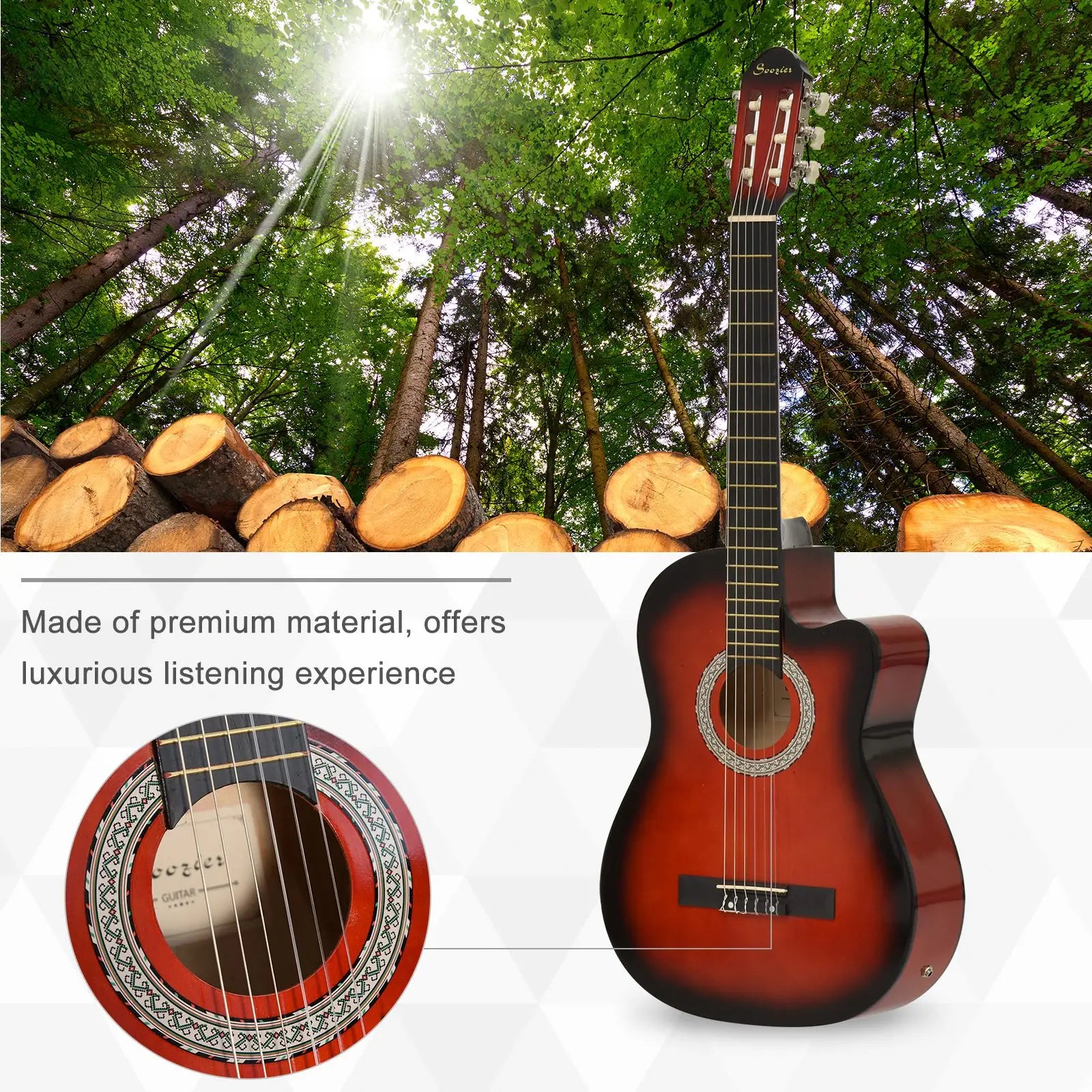 39.5 Inch Acoustic Electric Guitar, Beginner Set, Wine Red Electronic Musical Pianos at Gallery Canada