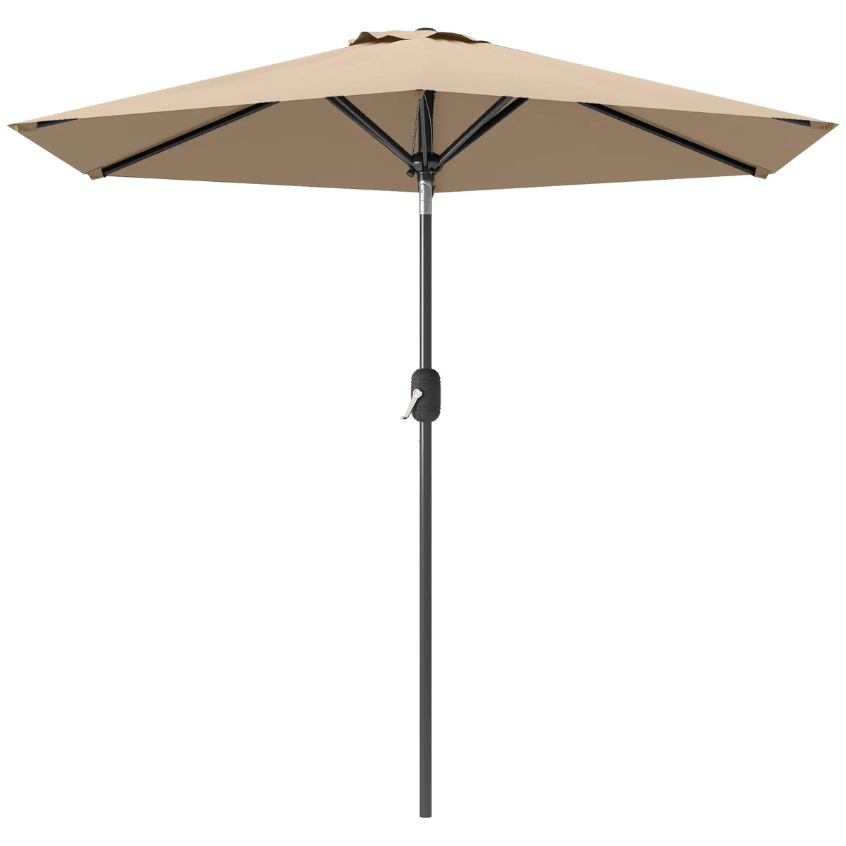 Patio Sun Umbrella, Outdoor Parasol, 6 Ribs, Coffee