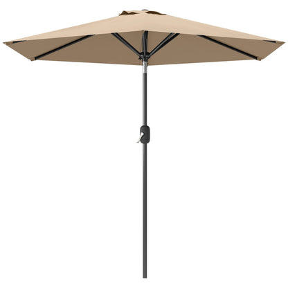 Patio Sun Umbrella, Outdoor Parasol, 6 Ribs, Coffee