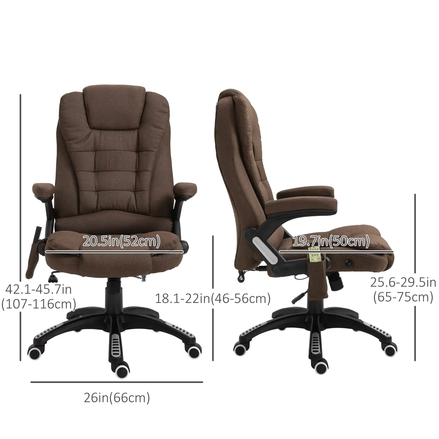 Reclining Massage Office Chair, High Back, Swivel Wheels, Brown Massage Chairs at Gallery Canada