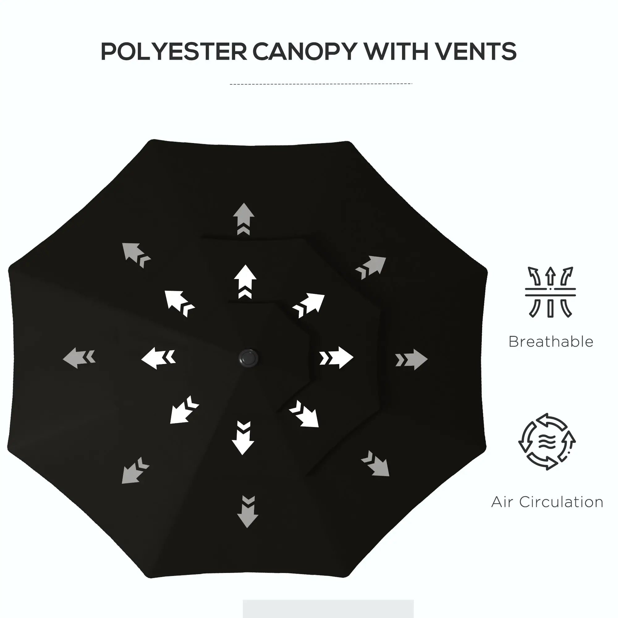 9FT 3-Tier Patio Umbrella, Crank Push Button Tilt, Black Sun Umbrellas at Gallery Canada