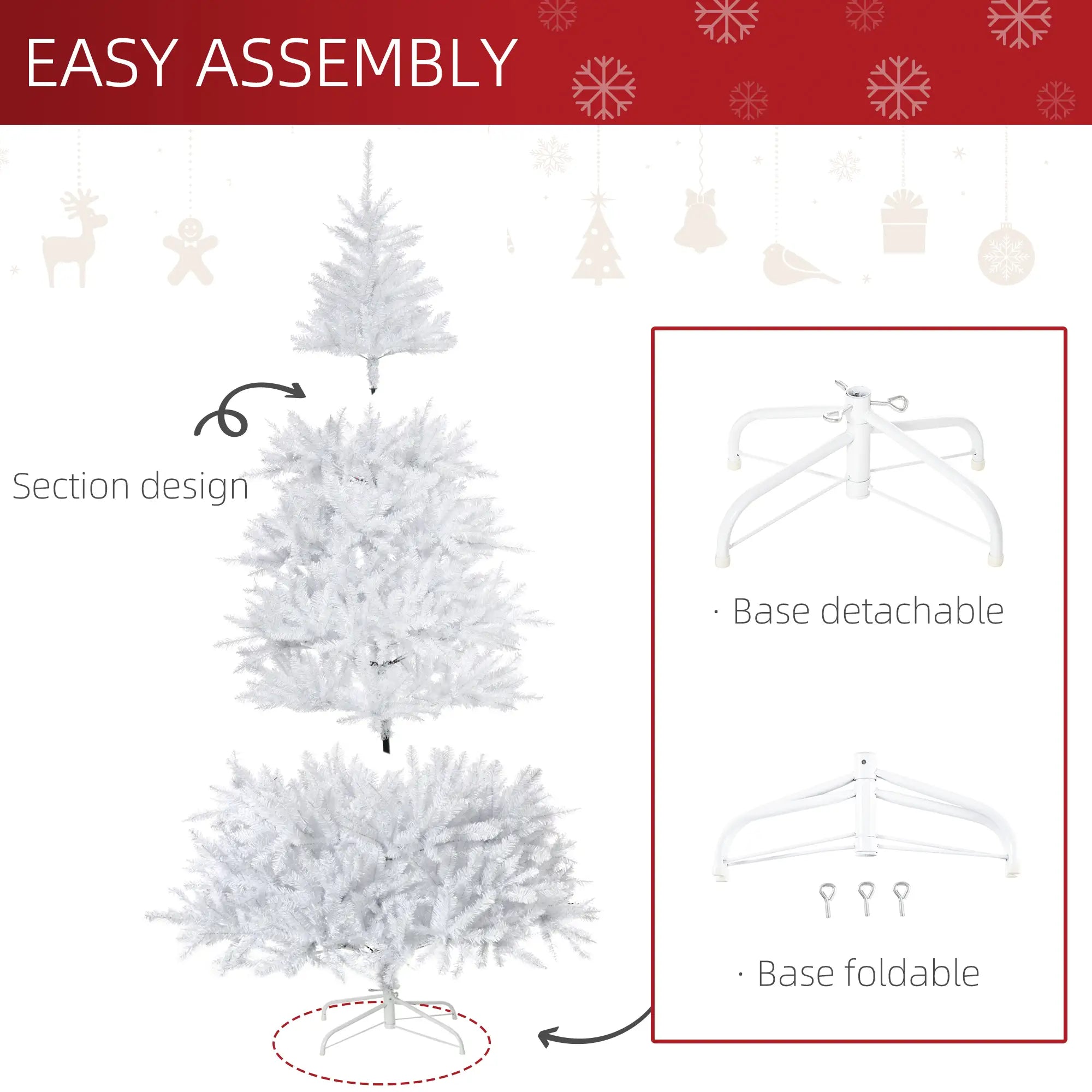 7FT Artificial Christmas Tree, Foldable Feet, Indoor, White White Christmas Trees at Gallery Canada
