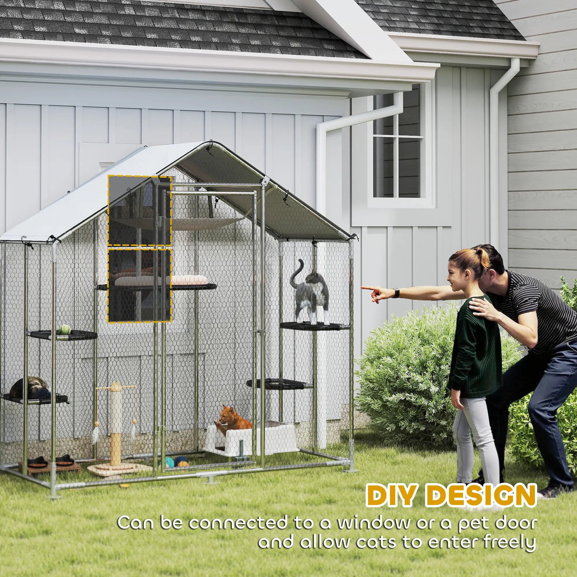 Large Cat Enclosure, Waterproof Cover, 5 Platforms, Hammock Outdoor Cat Enclosures at Gallery Canada