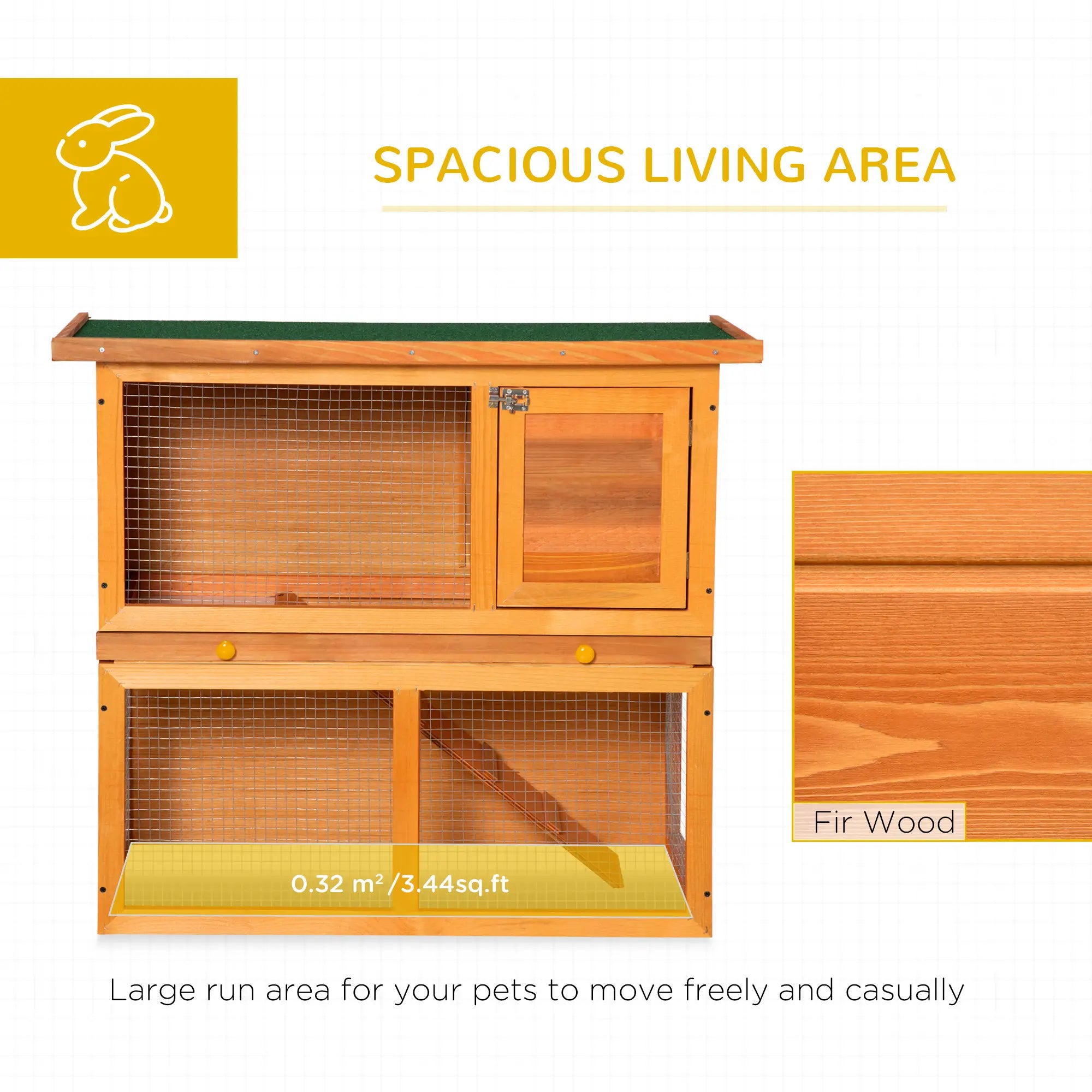 Wooden Rabbit Hutch, Small Animal Cage, 2-Level with Run Rabbit Hutch at Gallery Canada