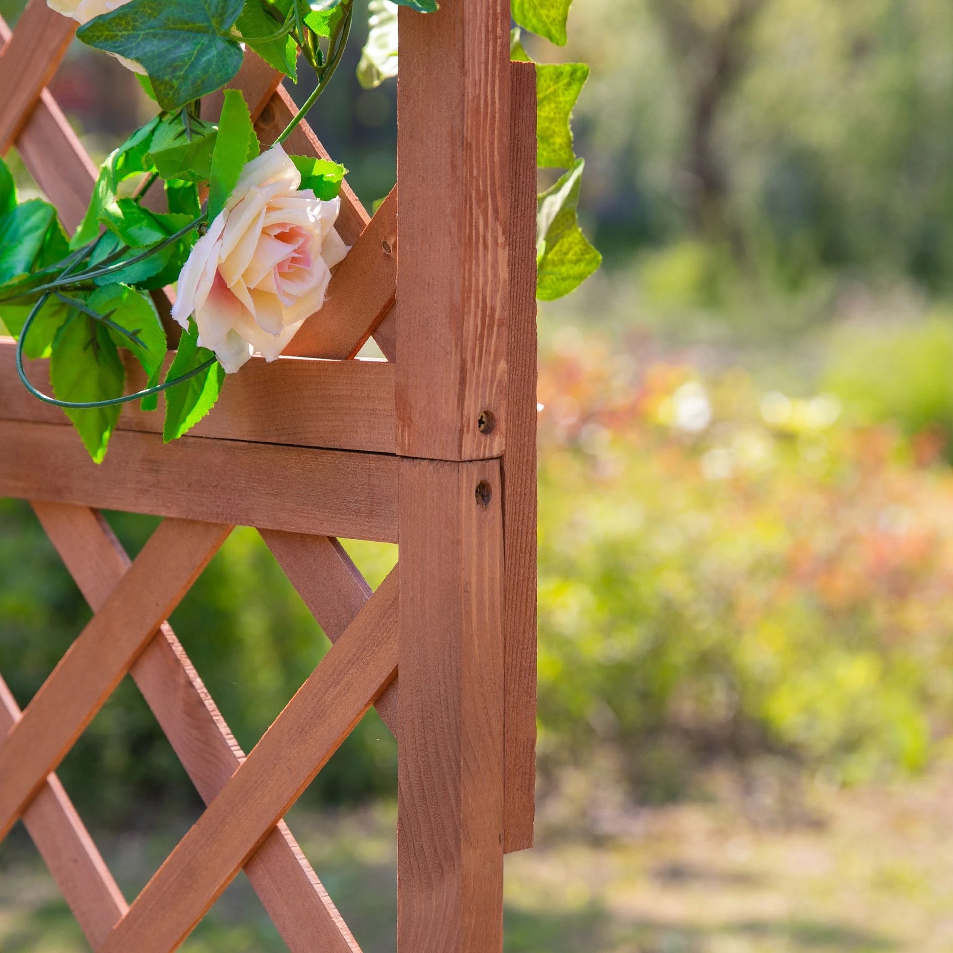 2.4 x 1 x 4.9 ft Wooden Pine Trough Planter with Trellis, Orange Wooden Planter Boxes at Gallery Canada