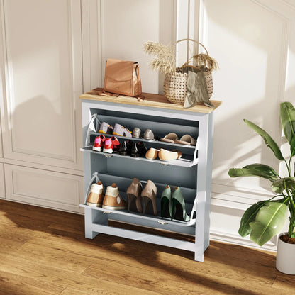 Shoe Cabinet, 2 Flip Drawers, Adjustable Shelves, 12 Pair, Grey Shoe Storage Cabinets & Racks at Gallery Canada