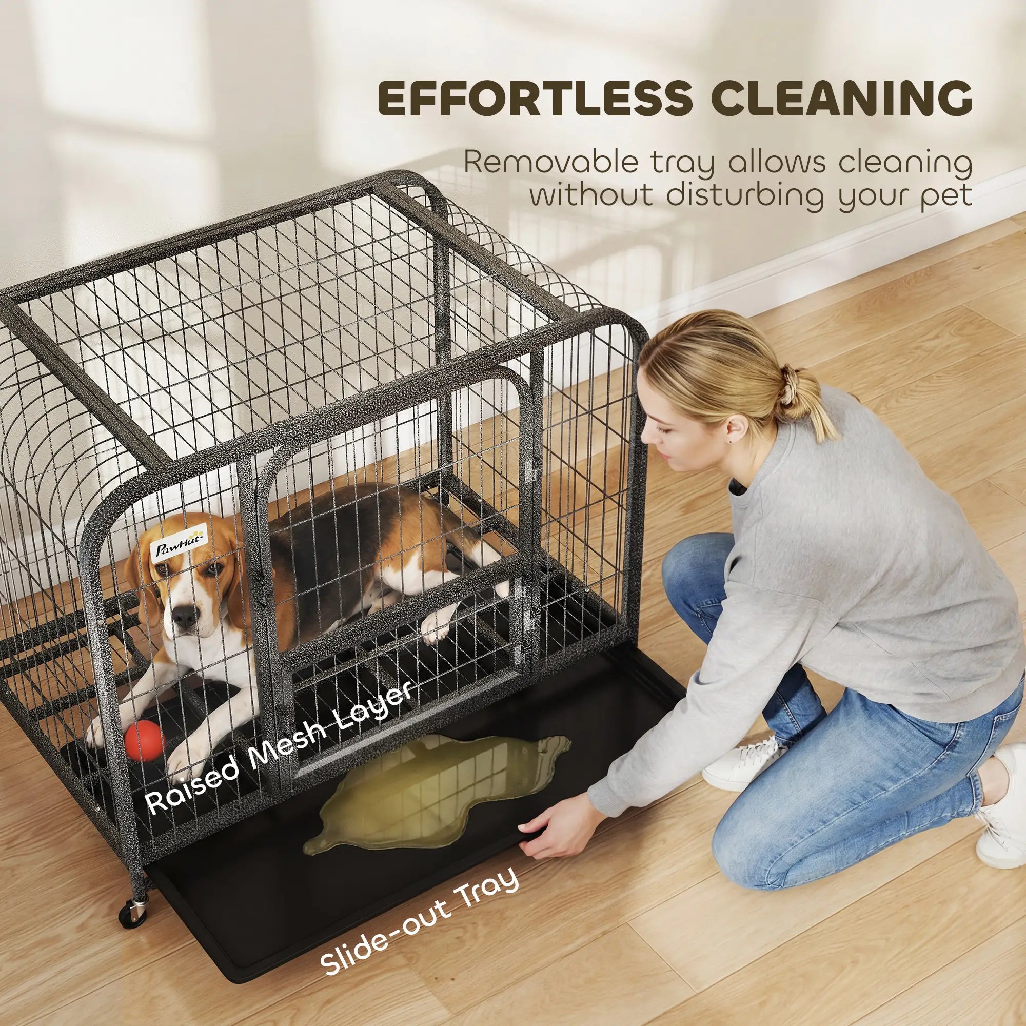 37 Inch Heavy Duty Dog Crate, Large Metal Cage With Lockable Wheels Dog Cages & Crates at Gallery Canada