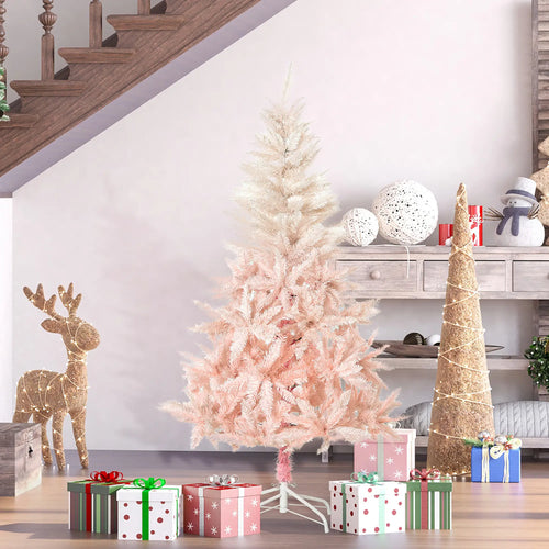 5ft Artificial Christmas Tree, Automatic Open, Pink, White