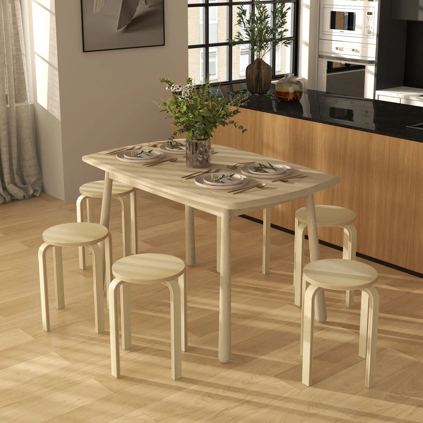 Round Stackable Chairs Set of 6, 18-Inch Backless Stools Bar Stools at Gallery Canada