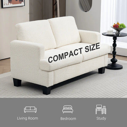 54.3" Loveseat Sofa, 2 Seater, Removable Cushions, Wood Frame, Cream White 2-Seater Sofas at Gallery Canada