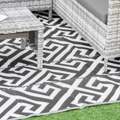 Reversible Outdoor RV Rug, Patio Floor Mat, 6' x 9', Black & White Outdoor Reversible Rugs at Gallery Canada