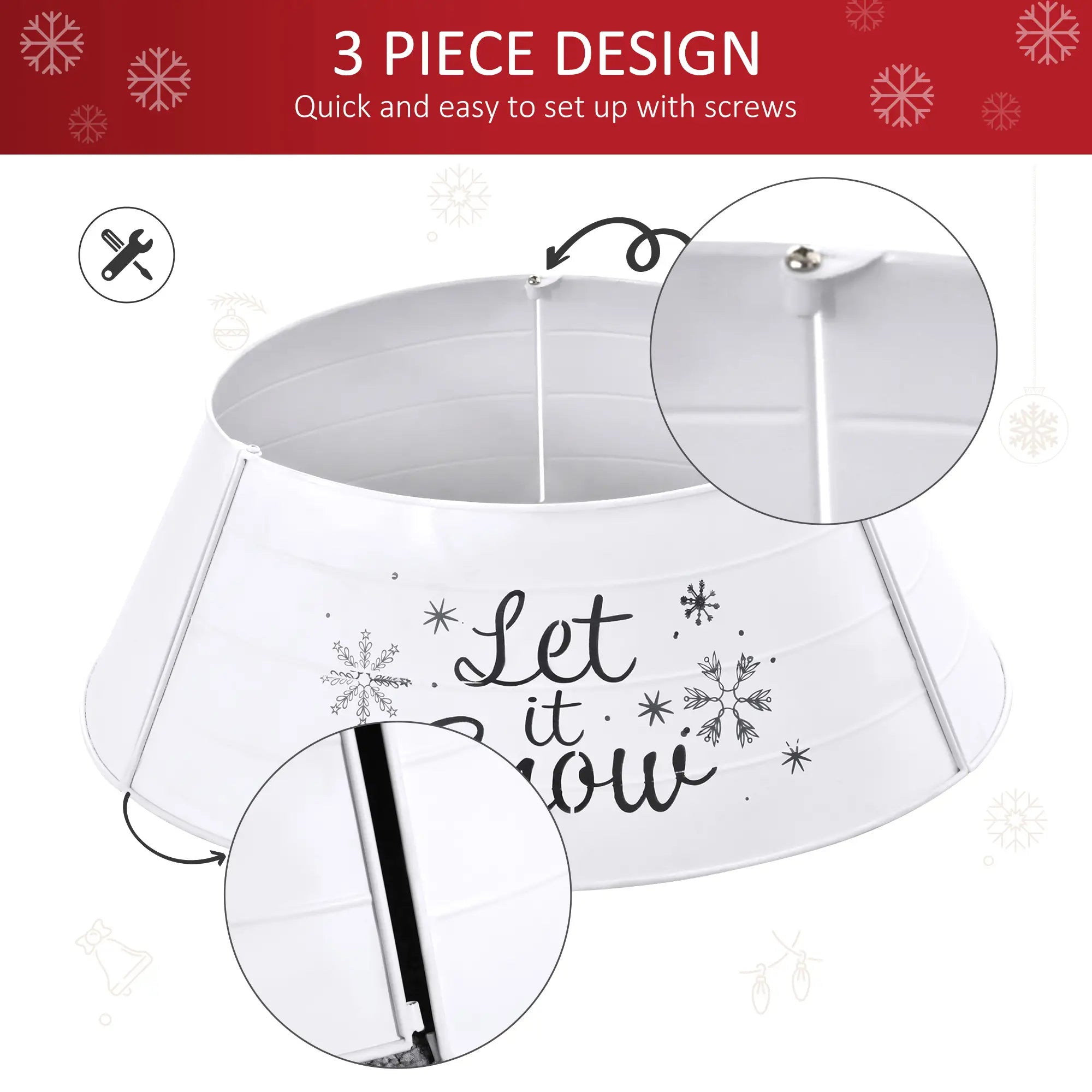 Metal Christmas Tree Collar, 26 Inch, Holiday Decoration, White Christmas Trees at Gallery Canada