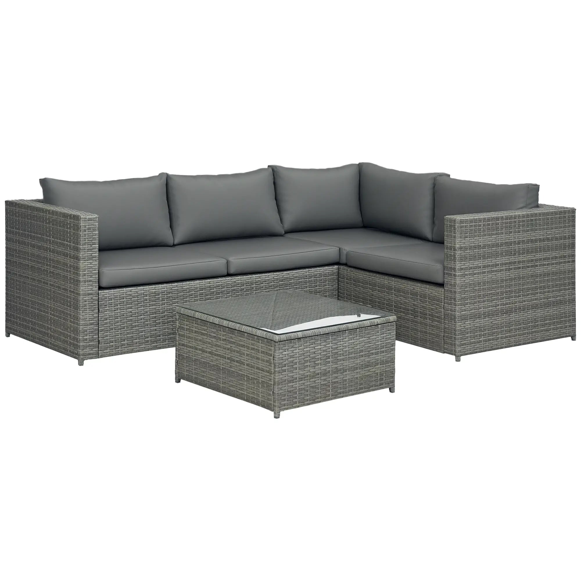 3pc Rattan Wicker Outdoor Furniture Set, Loveseats, Coffee Table, Grey Patio Furniture Sets at Gallery Canada