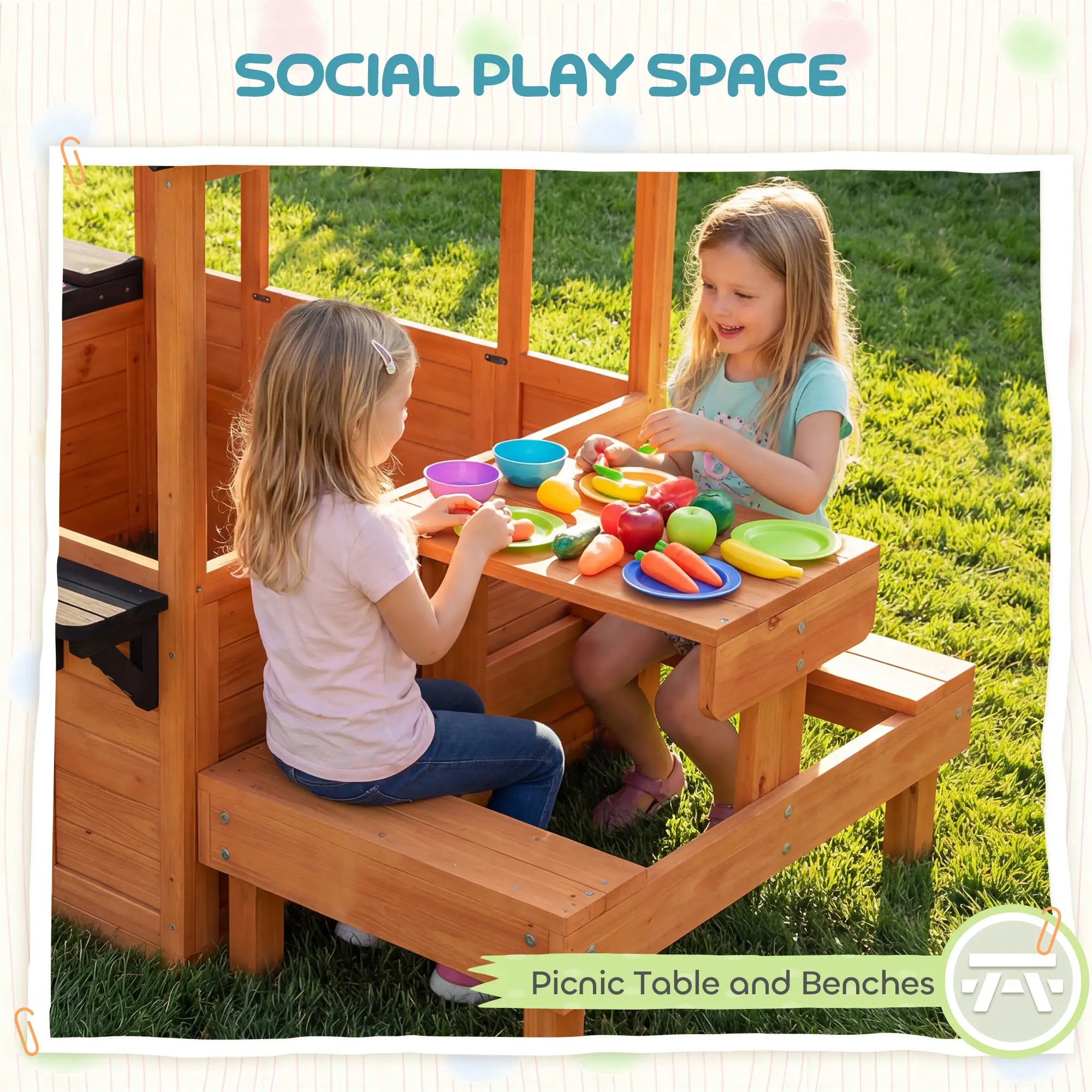 Wooden Playhouse With Table, Benches, Sink, Windows, Flowerpot Holders, Brown Play Houses at Gallery Canada
