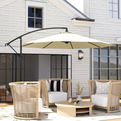 Deluxe Cantilever Umbrella, Φ10', Banana, Outdoor Sunshade, Beige Cantilever Umbrellas at Gallery Canada