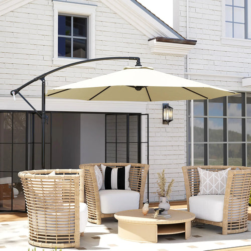 Deluxe Cantilever Umbrella, Φ10', Banana, Outdoor Sunshade, Beige