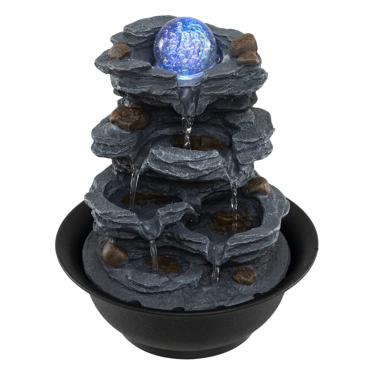 Tabletop Water Fountain, Rolling Crystal Ball, Color Changing LED Light, Black Decorative Accessories Black at Gallery Canada