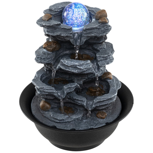 Tabletop Water Fountain, Rolling Crystal Ball, Color Changing LED Light, Black Decorative Accessories Black at Gallery Canada