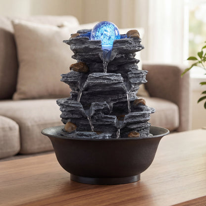 Tabletop Water Fountain, Rolling Crystal Ball, Color Changing LED Light, Black Decorative Accessories at Gallery Canada
