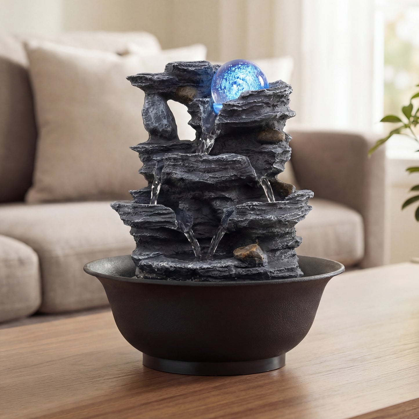 Tabletop Fountain, Rolling Crystal Ball, Color-Changing LED, Black Decorative Accessories at Gallery Canada