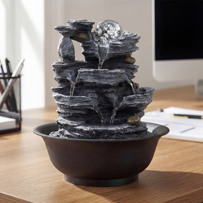 Tabletop Fountain, Rolling Crystal Ball, Color-Changing LED, Black Decorative Accessories at Gallery Canada