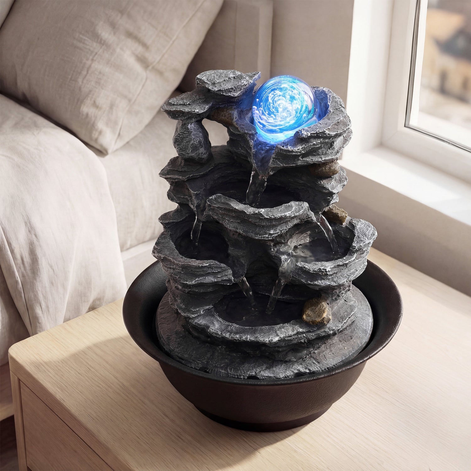 Tabletop Fountain, Rolling Crystal Ball, Color-Changing LED, Black Decorative Accessories at Gallery Canada