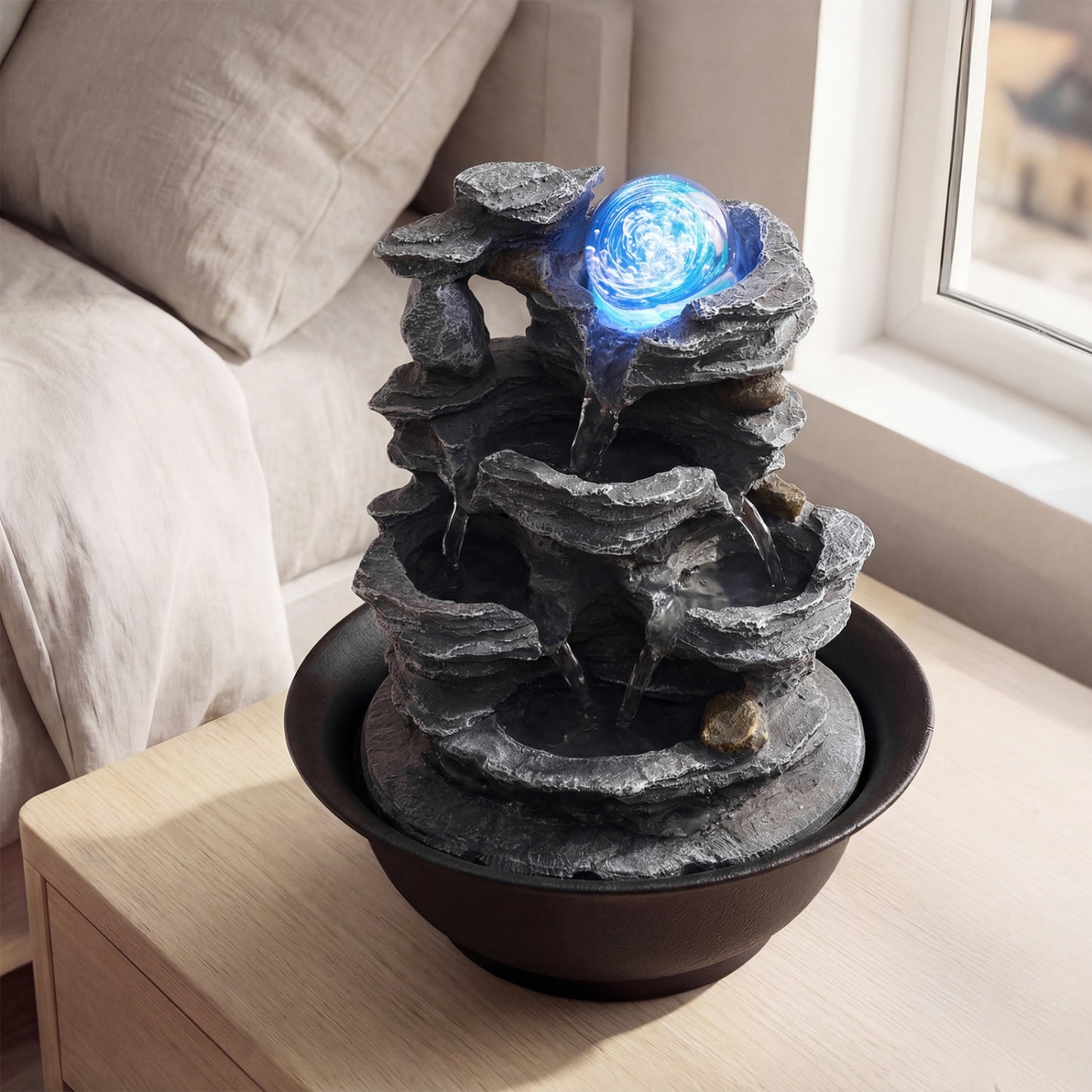 Tabletop Fountain, Rolling Crystal Ball, Color-Changing LED, Black Decorative Accessories at Gallery Canada