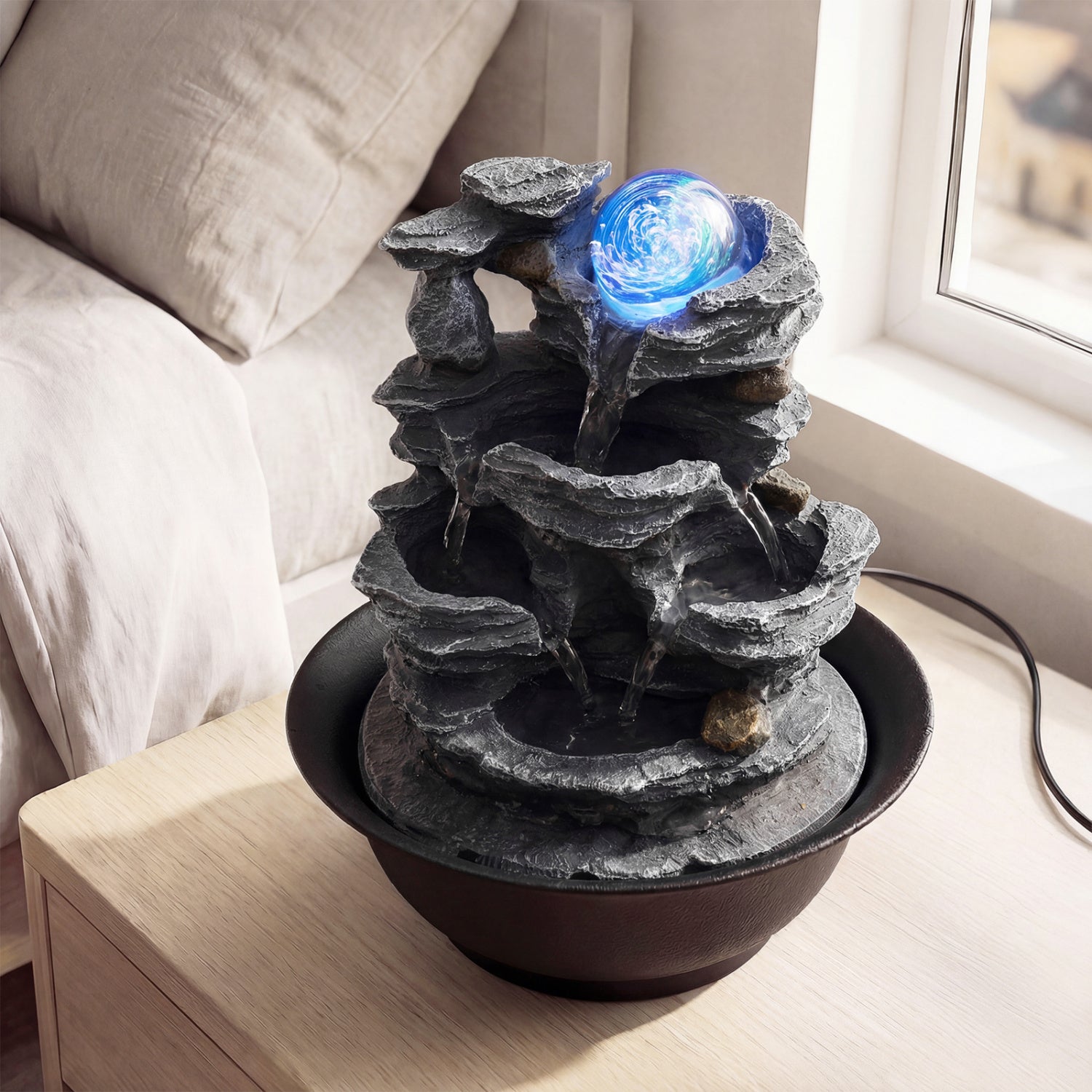 Tabletop Fountain, Rolling Crystal Ball, Color-Changing LED, Black Decorative Accessories at Gallery Canada