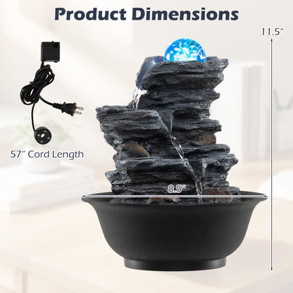 Tabletop Water Fountain, Rolling Crystal Ball, LED Light, Black Decorative Accessories at Gallery Canada