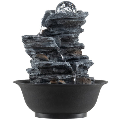 Tabletop Water Fountain, Rolling Crystal Ball, LED Light, Black Decorative Accessories at Gallery Canada