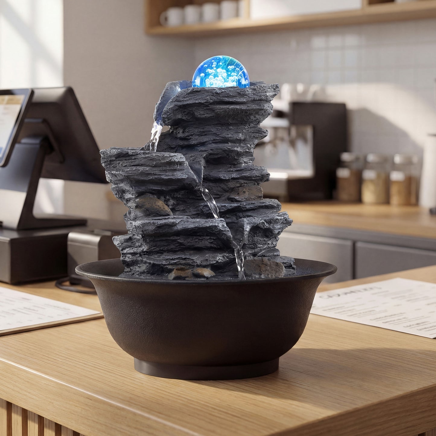 Tabletop Water Fountain, Rolling Crystal Ball, LED Light, Black Decorative Accessories at Gallery Canada