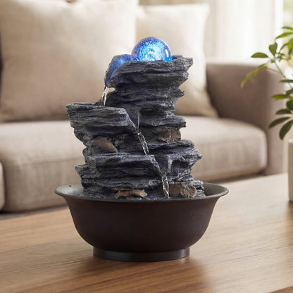 Tabletop Water Fountain, Rolling Crystal Ball, LED Light, Black Decorative Accessories at Gallery Canada