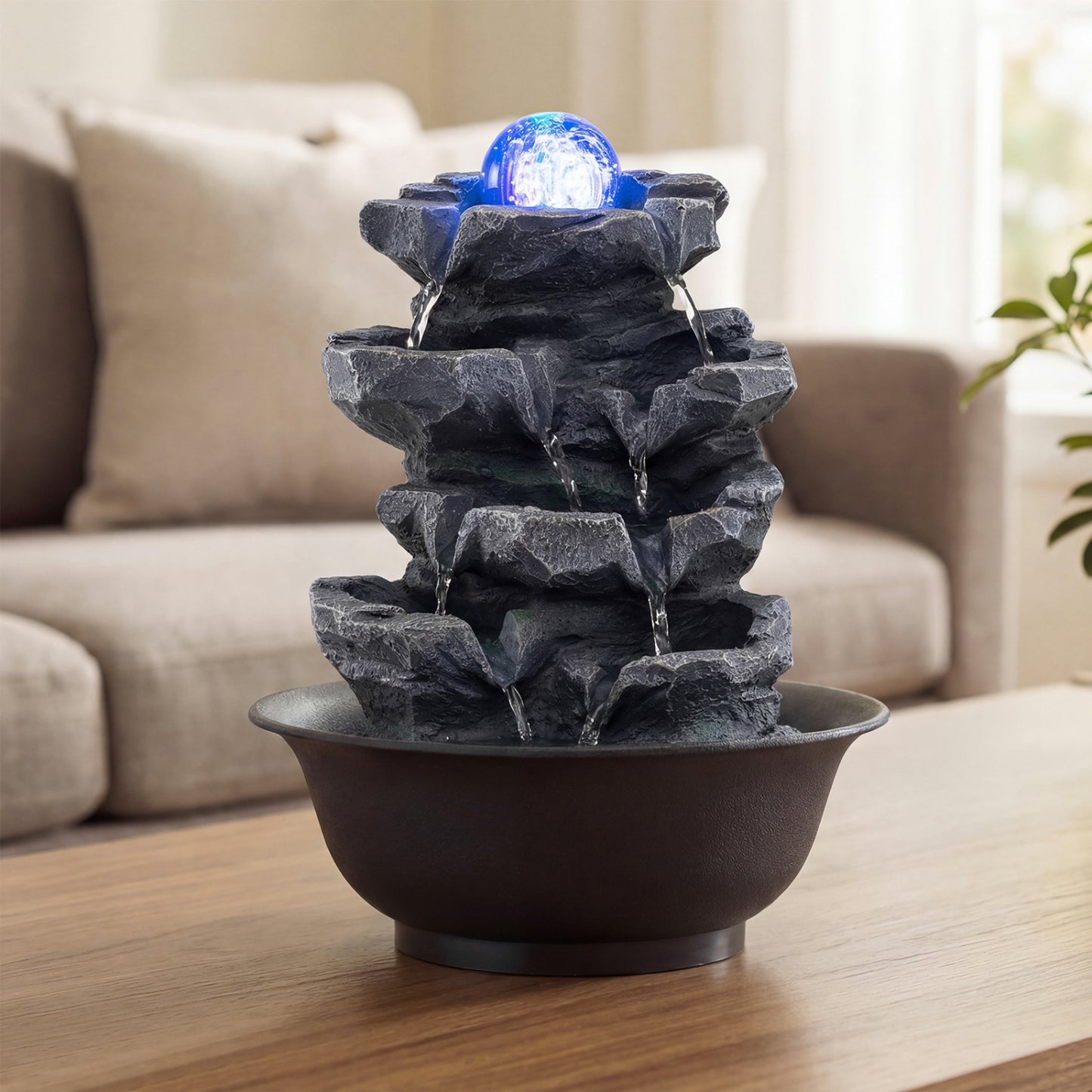 Tabletop Fountain with Crystal Ball & LED Light, Black Decorative Accessories at Gallery Canada