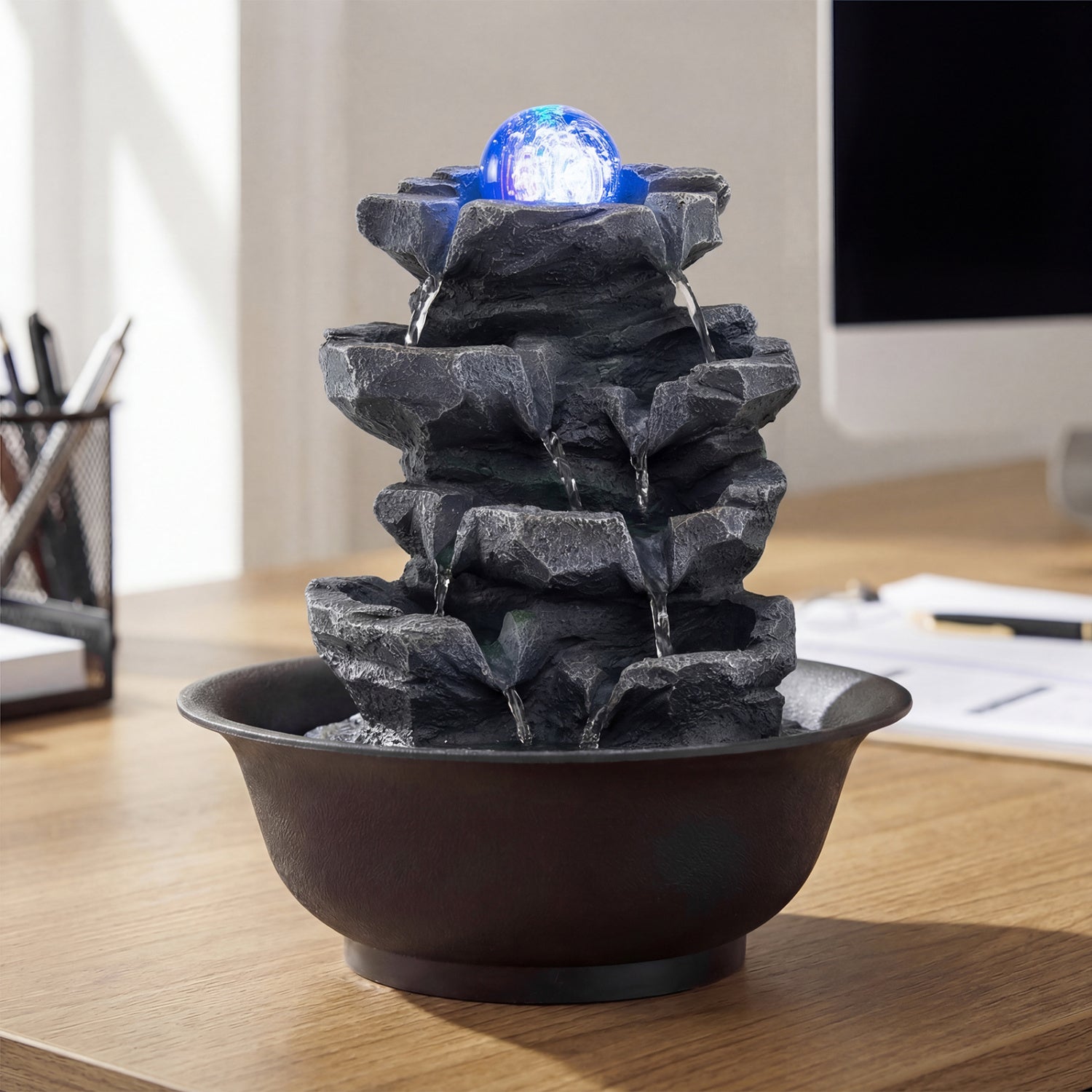 Tabletop Fountain with Crystal Ball & LED Light, Black Decorative Accessories at Gallery Canada