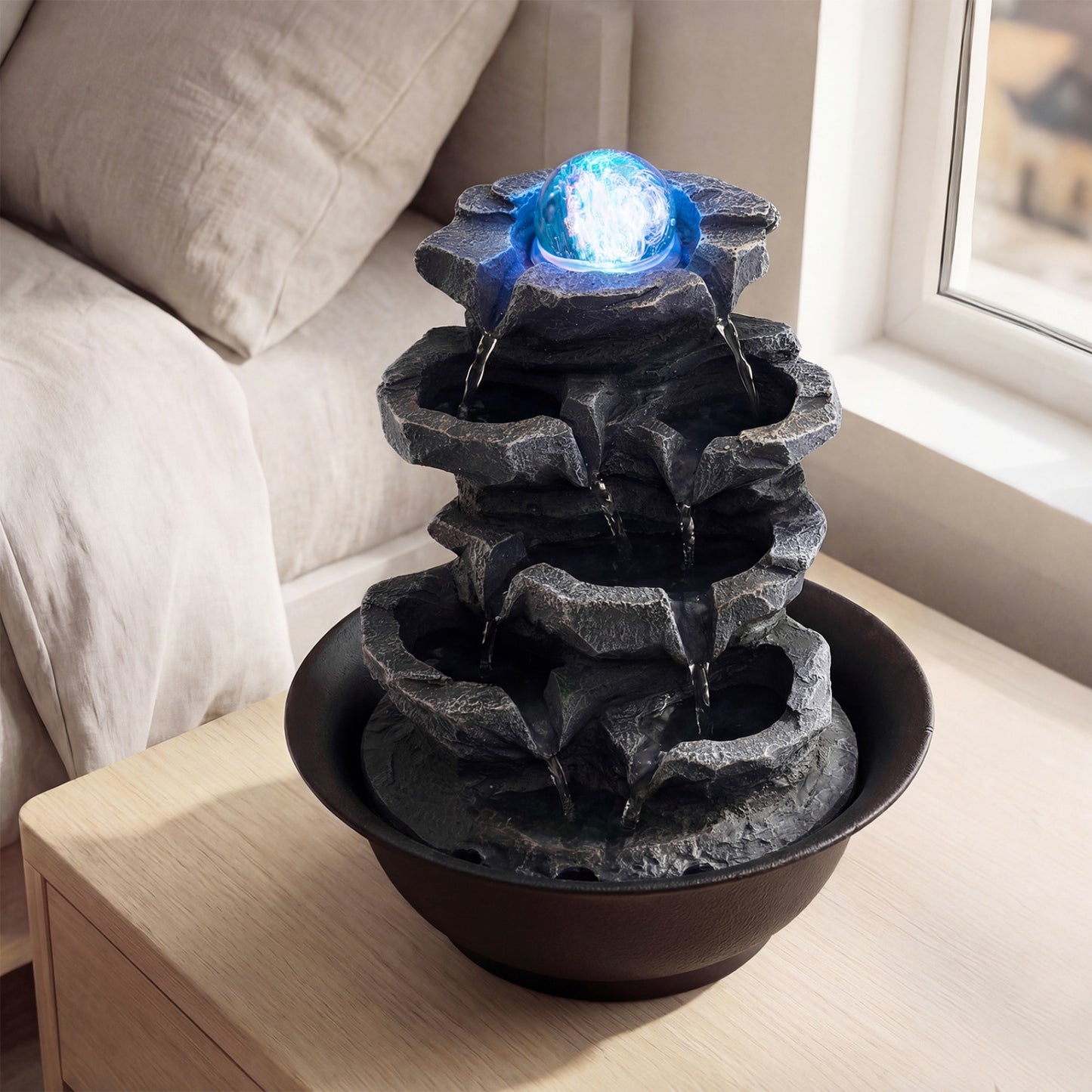 Tabletop Fountain with Crystal Ball & LED Light, Black Decorative Accessories at Gallery Canada