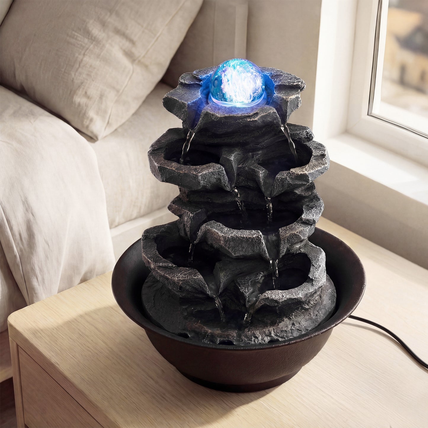 Tabletop Fountain with Crystal Ball & LED Light, Black Decorative Accessories at Gallery Canada