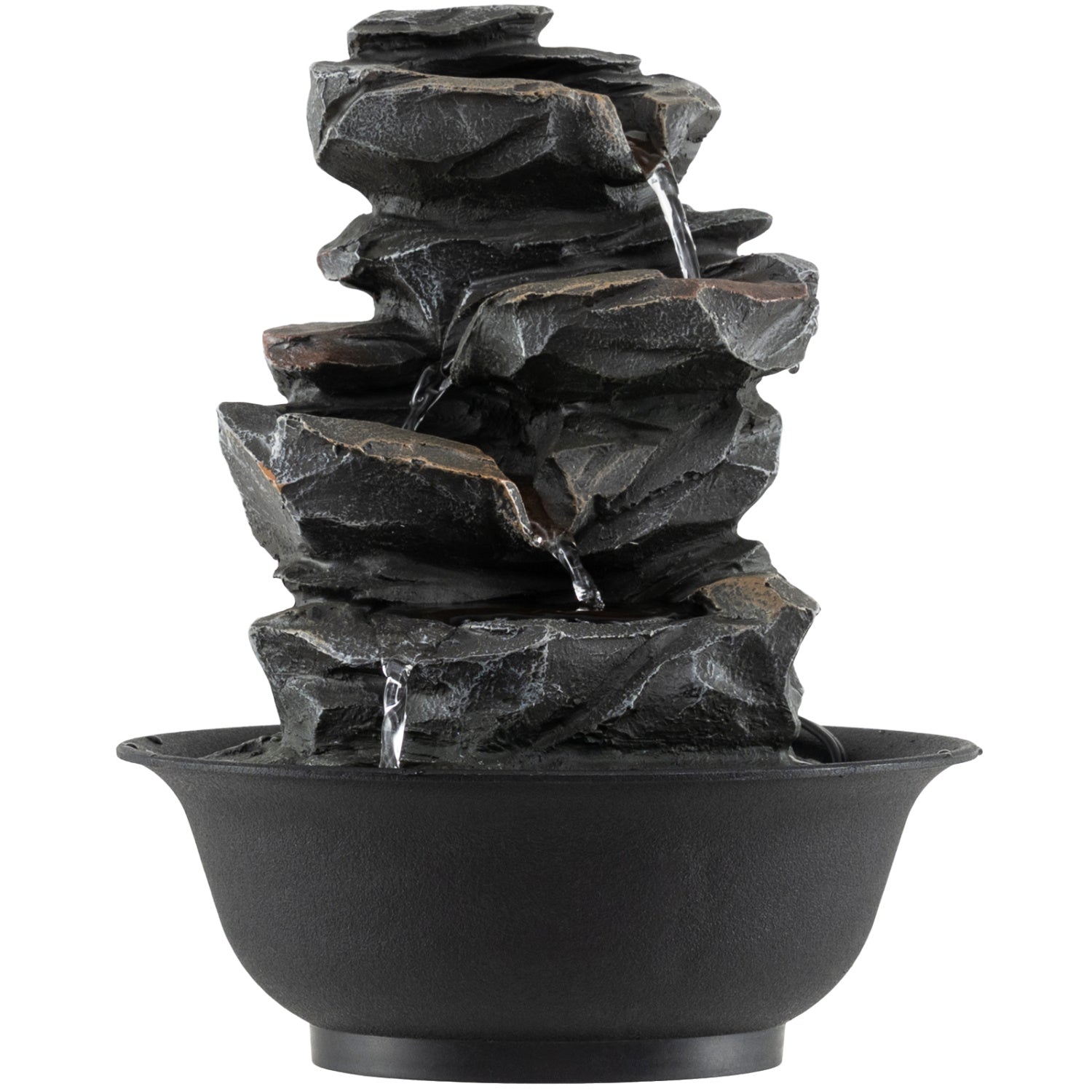 Tabletop Water Fountain With LED Light, Desktop Cascading Water Feature, Black Decorative Accessories Black at Gallery Canada