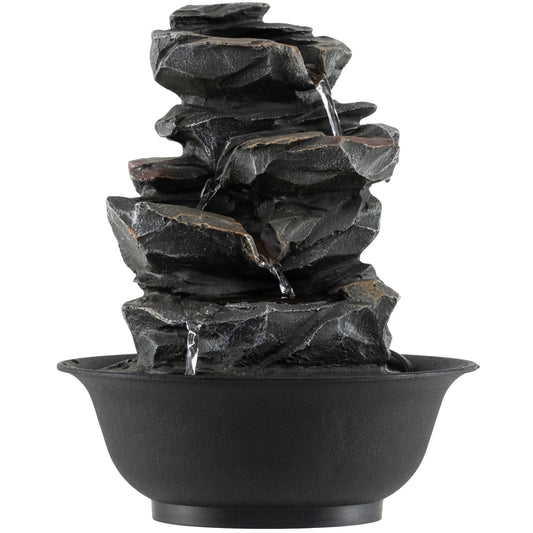 Tabletop Water Fountain With LED Light, Desktop Cascading Water Feature, Black Decorative Accessories Black at Gallery Canada