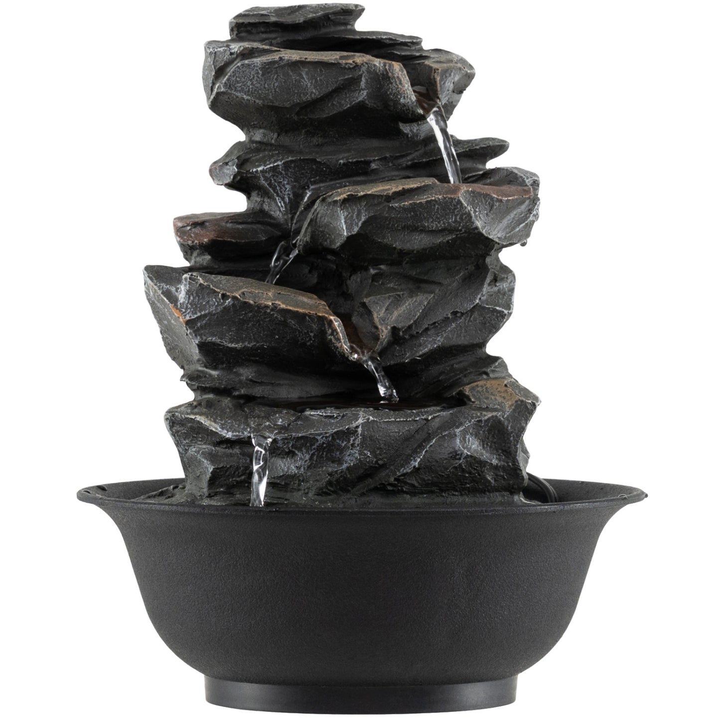 Tabletop Water Fountain With LED Light, Desktop Cascading Water Feature, Black Decorative Accessories at Gallery Canada