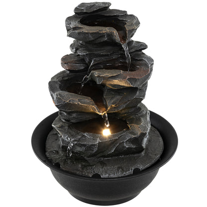 Tabletop Water Fountain With LED Light, Desktop Cascading Water Feature, Black Decorative Accessories at Gallery Canada